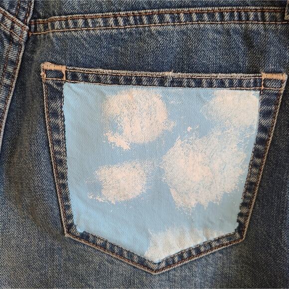 Abercrombie & Fitch High Waisted Annie Girlfriend Shorts Cloud Painted Pockets - Picture 7 of 11